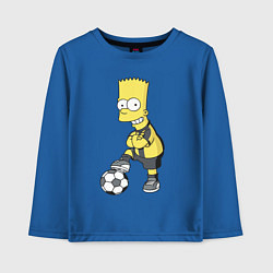 Лонгслив хлопковый детский Барт Симпсон - крутой футбольный форвард, цвет: синий