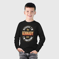 Лонгслив хлопковый детский Because Im the Gennady and Im awesome, цвет: черный — фото 2