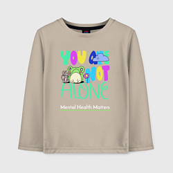 Лонгслив хлопковый детский Mental health matters with a frog, цвет: миндальный