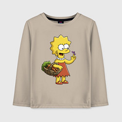 Лонгслив хлопковый детский Lisa Simpson с гусеницей на даче, цвет: миндальный