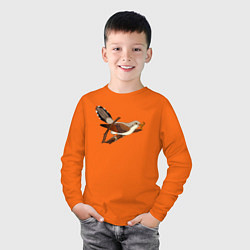 Лонгслив хлопковый детский Кукушка, цвет: оранжевый — фото 2