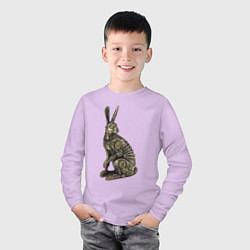 Лонгслив хлопковый детский Бронзовый заяц - скульптура - art, цвет: лаванда — фото 2