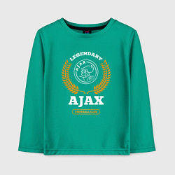 Лонгслив хлопковый детский Лого Ajax и надпись legendary football club, цвет: зеленый
