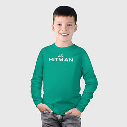 Лонгслив хлопковый детский Hitman - лого, цвет: зеленый — фото 2