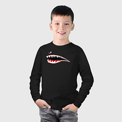 Лонгслив хлопковый детский Акулья морда, цвет: черный — фото 2
