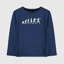 Лонгслив хлопковый детский Эволюция в боксера, цвет: тёмно-синий