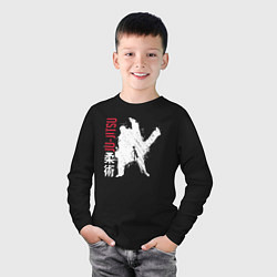 Лонгслив хлопковый детский Jiu-jitsu splashes logo, цвет: черный — фото 2