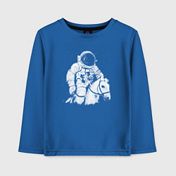 Лонгслив хлопковый детский Космонавт на коне, цвет: синий