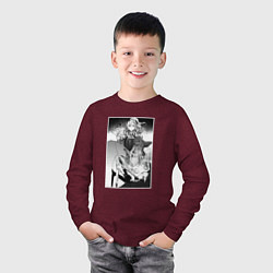 Лонгслив хлопковый детский Кумоко комикс, цвет: меланж-бордовый — фото 2