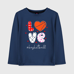 Лонгслив хлопковый детский LOVE basketball сердечки, цвет: тёмно-синий