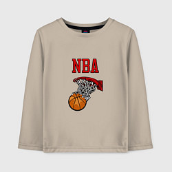 Лонгслив хлопковый детский Basketball - NBA logo, цвет: миндальный