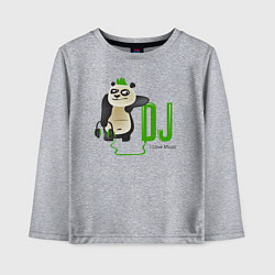 Лонгслив хлопковый детский DJ панда я люблю музыку, цвет: меланж