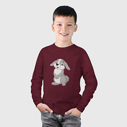 Лонгслив хлопковый детский Милашка Кролик, цвет: меланж-бордовый — фото 2