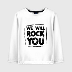 Лонгслив хлопковый детский We rock you, цвет: белый