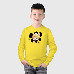 Лонгслив хлопковый детский Такемиччи, цвет: желтый — фото 2