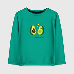 Лонгслив хлопковый детский Влюбленные авокадо Милые авокадики, цвет: зеленый