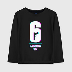 Лонгслив хлопковый детский Rainbow Six в стиле glitch и баги графики, цвет: черный