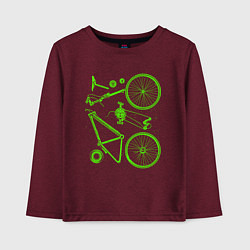 Лонгслив хлопковый детский Детали велосипеда, цвет: меланж-бордовый