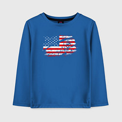Лонгслив хлопковый детский Флаг США с хоккеистом, цвет: синий