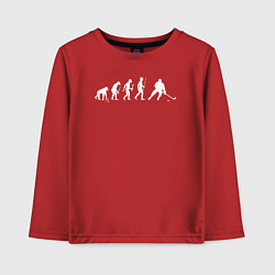 Лонгслив хлопковый детский Эволюция в хоккей, цвет: красный