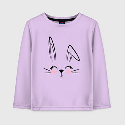 Лонгслив хлопковый детский Веселый Заяц, контурная мордочка, цвет: лаванда