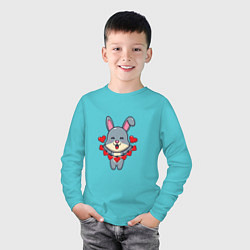 Лонгслив хлопковый детский Love Rabbit, цвет: бирюзовый — фото 2