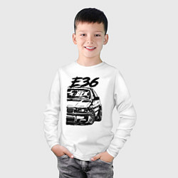 Лонгслив хлопковый детский BMW E36, цвет: белый — фото 2