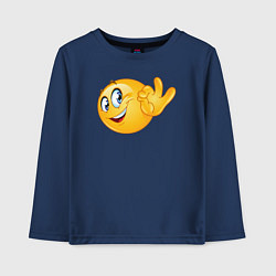 Лонгслив хлопковый детский Эмодзи - ОК, цвет: тёмно-синий