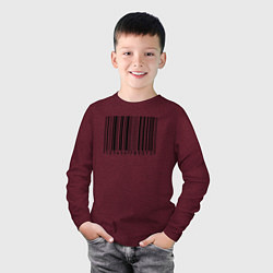 Лонгслив хлопковый детский Штрих код, цвет: меланж-бордовый — фото 2