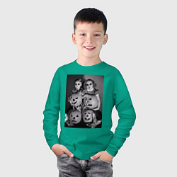 Лонгслив хлопковый детский Криповые детки хэллоуин, цвет: зеленый — фото 2