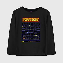 Лонгслив хлопковый детский Pac-Man на ZX-Spectrum, цвет: черный