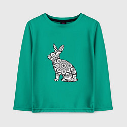 Лонгслив хлопковый детский Узорный кролик, цвет: зеленый