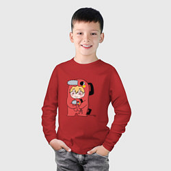 Лонгслив хлопковый детский Пачита и дэнджи, цвет: красный — фото 2