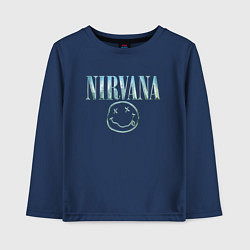 Лонгслив хлопковый детский Nirvana - смайлик, цвет: тёмно-синий