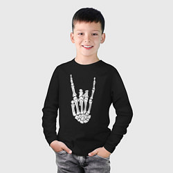 Лонгслив хлопковый детский Рука скелета - рок, цвет: черный — фото 2
