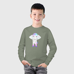 Лонгслив хлопковый детский Слоник волшебный, цвет: авокадо — фото 2