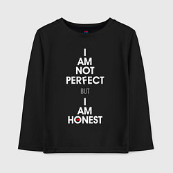 Лонгслив хлопковый детский I am not perfect, I am honest, цвет: черный