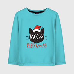 Лонгслив хлопковый детский Meow - Christmas, цвет: бирюзовый