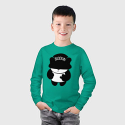 Лонгслив хлопковый детский Борзый пандёныш из Бруклина, цвет: зеленый — фото 2
