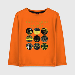 Лонгслив хлопковый детский Twenty One Pilots коллаж, цвет: оранжевый