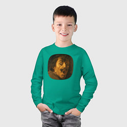 Лонгслив хлопковый детский Йос ван Красбек - Мужчина удивлён, цвет: зеленый — фото 2