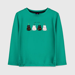 Лонгслив хлопковый детский Коты в гирлянде, цвет: зеленый