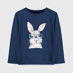Лонгслив хлопковый детский Серый кролик, цвет: тёмно-синий