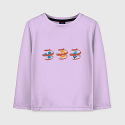 Лонгслив хлопковый детский New years cryptocurrency - BTC ,XRP, ETH, цвет: лаванда