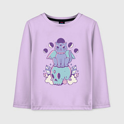 Лонгслив хлопковый детский Кот с крыльями в готическом стиле, цвет: лаванда
