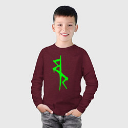 Лонгслив хлопковый детский Logotype - Cyberpunk: Edgerunners, цвет: меланж-бордовый — фото 2