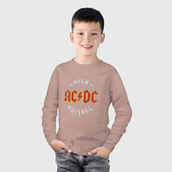 Лонгслив хлопковый детский AC-DC Высокое напряжение, цвет: пыльно-розовый — фото 2