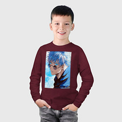 Лонгслив хлопковый детский Сатору Годжо в очках - Jujutsu kaisen, цвет: меланж-бордовый — фото 2