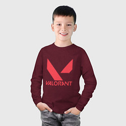 Лонгслив хлопковый детский Valorant - logo, цвет: меланж-бордовый — фото 2