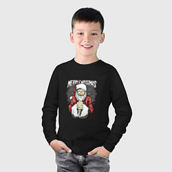 Лонгслив хлопковый детский Санта Клаус, цвет: черный — фото 2